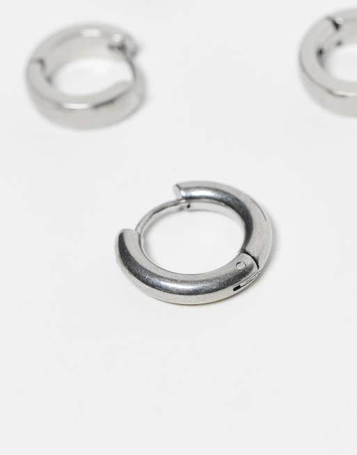 Lost souls pack of 3 huggie hoop earrings with different widths in stainless steel , 3 of 3