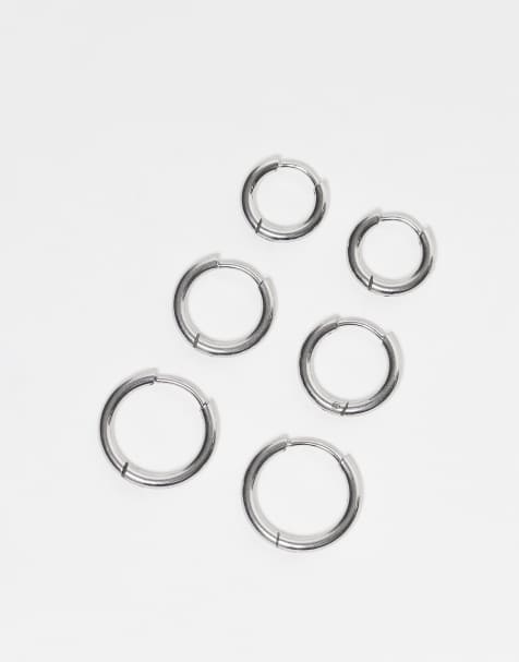 Lost Souls pack of 3 huggie hoops in stainless steel - view 1