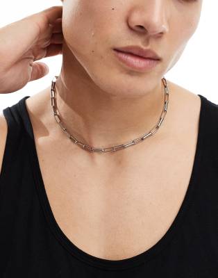 paperclip chain necklace in stainless steel-Silver