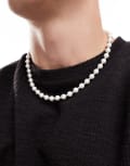 Lost Souls pearl and silver bead necklace in stainless steel