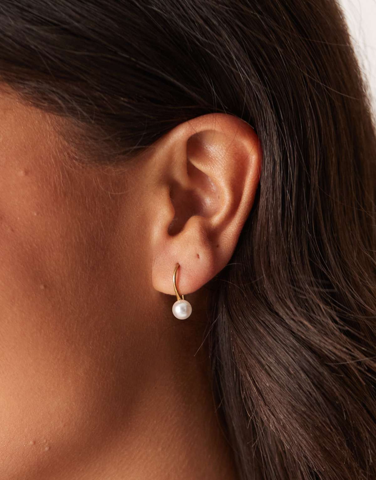 Lost Souls pearl hook hoop earrings in 18ct gold plated stainless steel