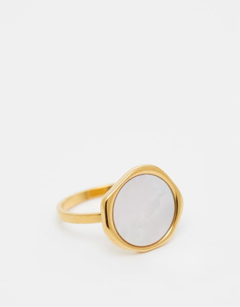 Lost Souls pearl ring in 18ct gold plated stainless steel - view 1