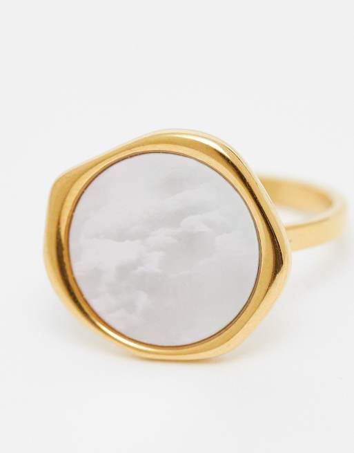Lost Souls pearl ring in 18kt gold plated stainless steel | ASOS