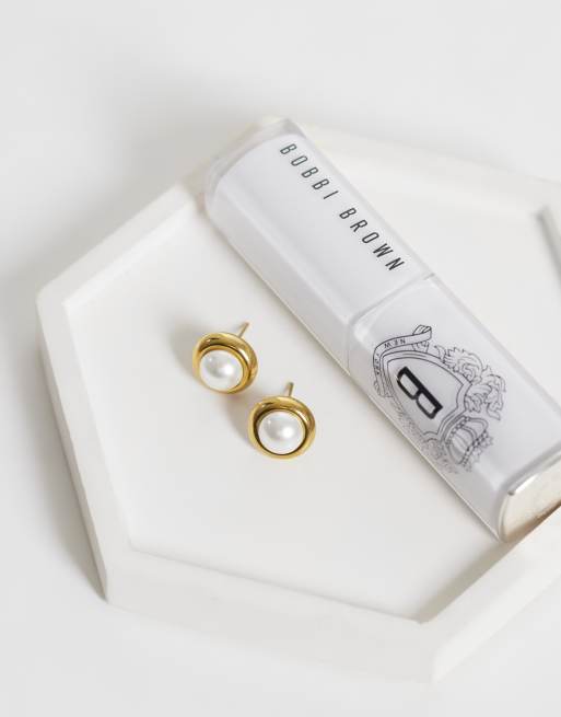 Lost Souls pearl stud earrings in 18k gold plated stainless steel, 3 of 4