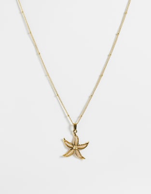 Lost Souls Pearlised Starfish Necklace In Gold