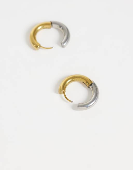 Lost Souls - pendientes huggie de aro de metal combinado de 12 mm en acero inoxidable, 4 de 4
