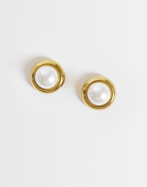 Lost Souls Perlen-Ohrstecker aus Edelstahl mit 18-Karat-Vergoldung - view 1