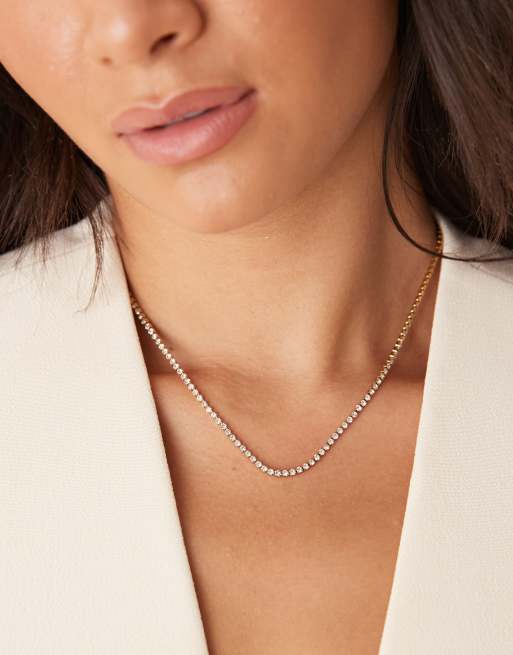 Lost Souls – Powlekany 18-karatowym złotem naszyjnik tennis ze stali nierdzewnej ze strasem