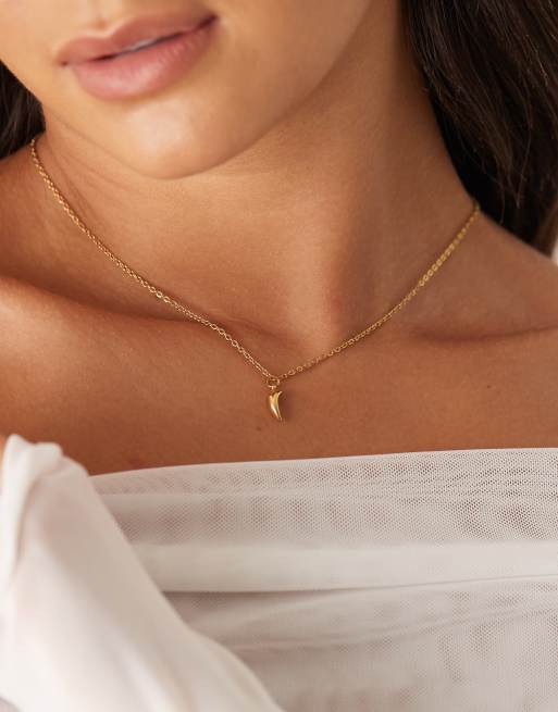 Lost Souls – Powlekany 18-karatowym złotem naszyjnik ze stali nierdzewnej z małą zawieszką w kształcie łezki