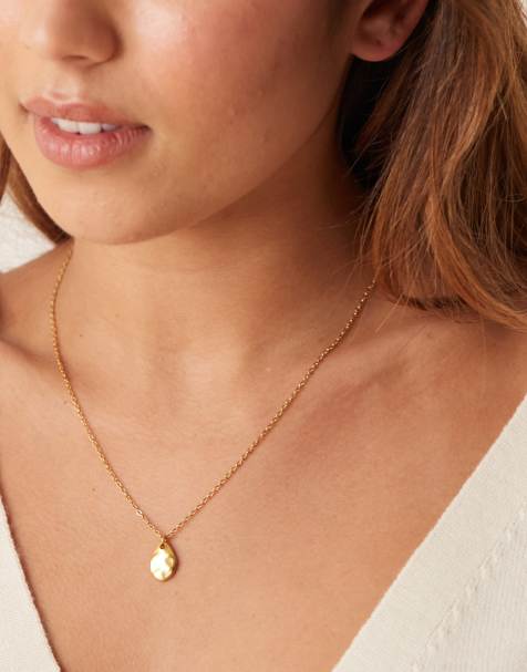 Lost Souls – Pozłacany 18-karatowym złotem naszyjnik z małą stopioną zawieszką ze stali nierdzewnej - view 1