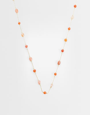 Lost Souls Red Stone Beaded Necklace In White