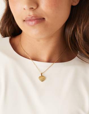 LOST SOULS Lost Souls ridged heart pendant necklace in 18ct gold plated stainless steel