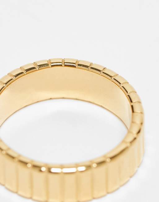 Lost Souls - Ring på 6 mm med linjedetaljer og 18 karat guldbelægning i rustfrit stål, 3 af 4