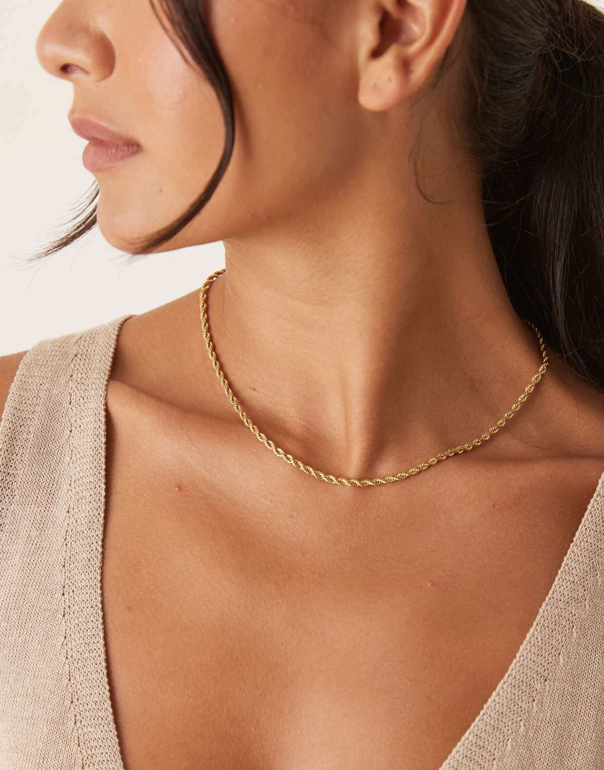 Lost Souls rope chain necklace in 18ct gold plated stainless steel