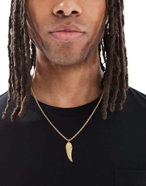 Lost Souls rope necklace with wing pendant in 18k gold plated - view 1