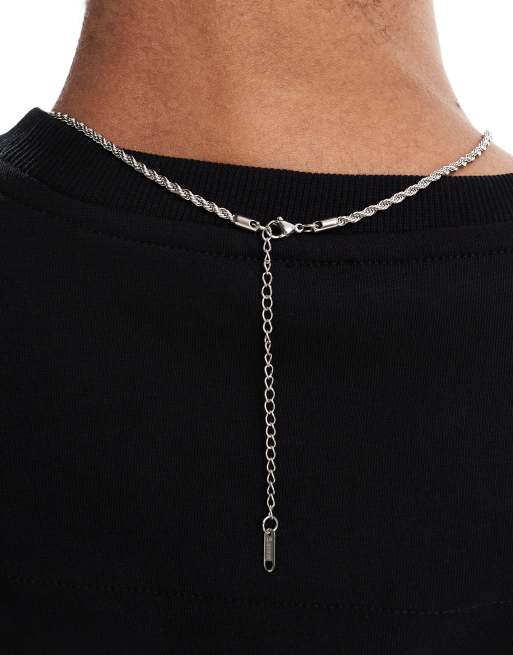 Lost Souls rope necklace with wing pendant in stainless steel, 3 of 3