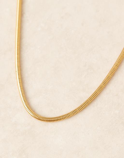 Lost Souls rounded snake chain necklace in 18kt gold plated stainless steel, 2 of 3