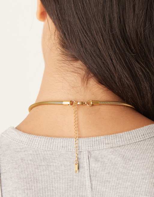 Lost Souls rounded snake chain necklace in 18kt gold plated stainless steel, 3 of 3