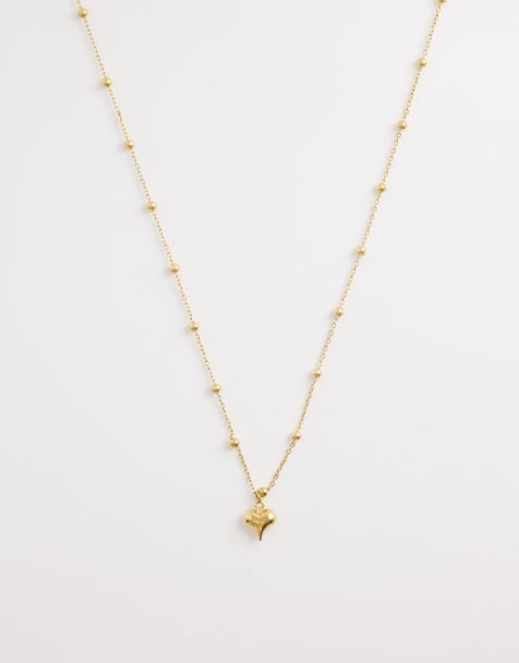 Lost Souls satellite chain heart pendant necklace in 18kt gold plated stainless steel - view 1