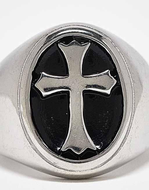 Lost Souls – Siegelring aus Edelstahl in Silberoptik mit Kreuz-Motiv, 2 von 4