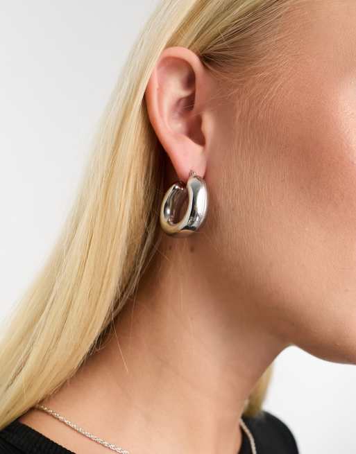 Lost Souls – Silverfärgade creoler i rostfritt stål med grov, oregelbunden design