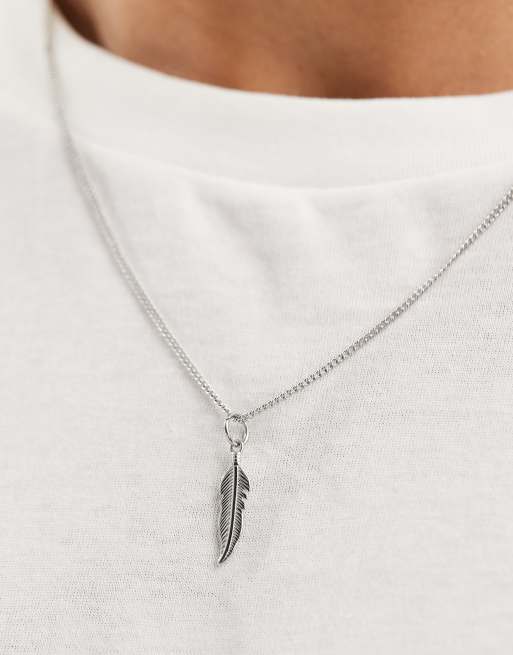 Lost Souls – Silverfärgat halsband i rostfritt stål med fjäderhänge, 3 av 4