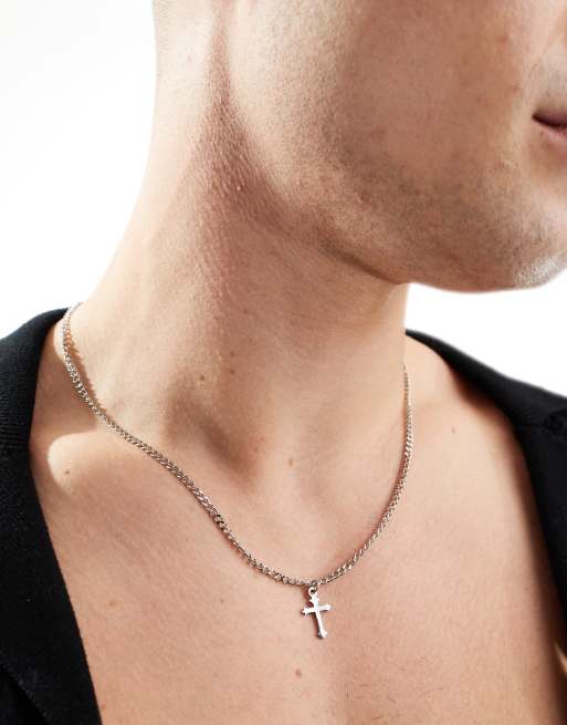 Lost Souls – Silverfärgat halsband i rostfritt stål med korshänge