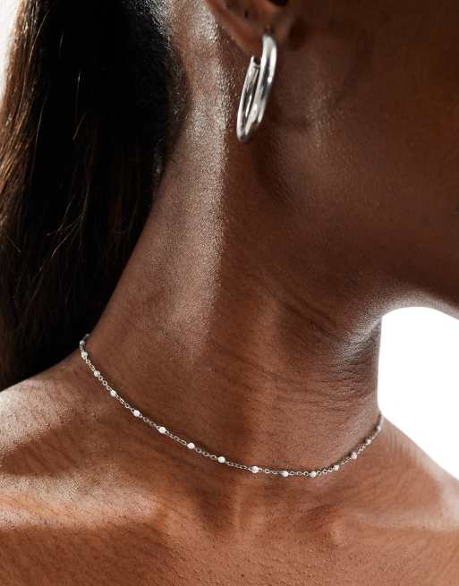 Lost Souls – Silverfärgat halsband i rostfritt stål med pärlor i emalj, 38mm 