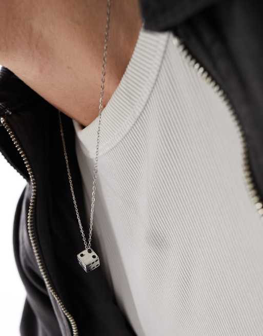 Lost Souls – Silverfärgat halsband i rostfritt stål med tärningshänge , 4 av 4