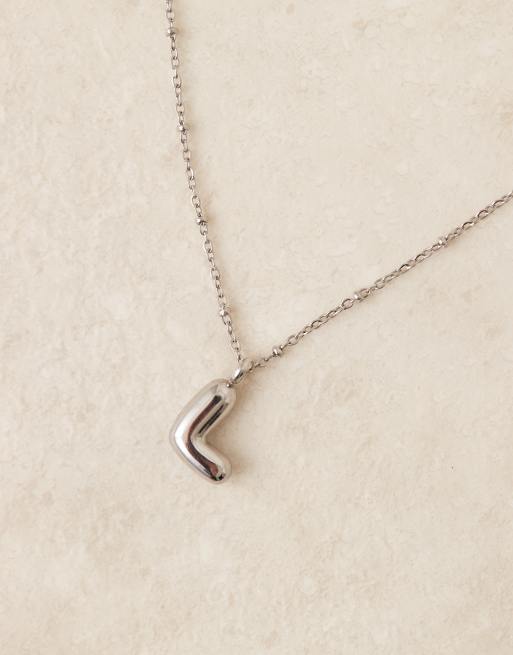 Lost Souls – Silverfärgat halsband med bokstaven L i bubblig design av rostfritt stål, 2 av 4