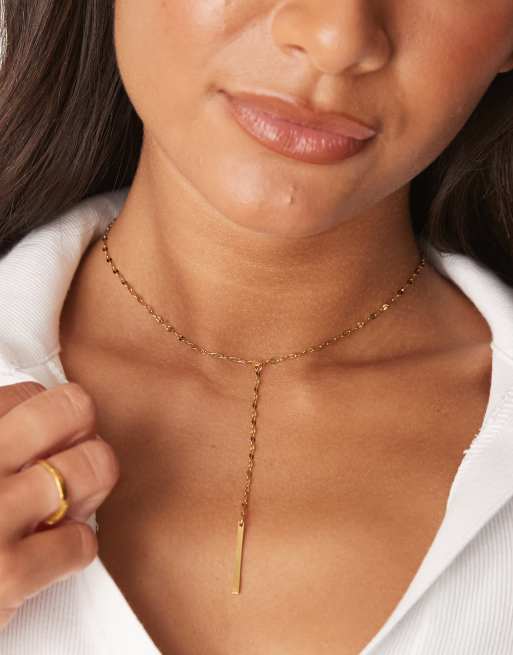 Lost Souls - Simpele 18k vergulde lariat-ketting van roestvrij staal 