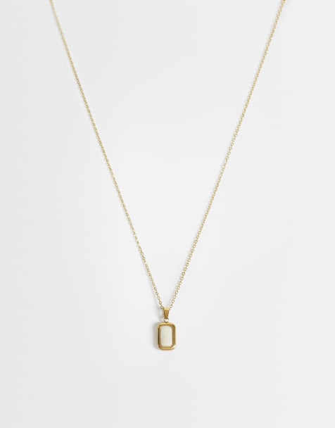 Lost Souls sleek pearlised pendant necklace in 18k gold plated stainless steel - view 1