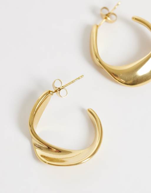 Lost Souls sleek wave hoop earrings in 18k gold plated stainless steel, 3 of 5