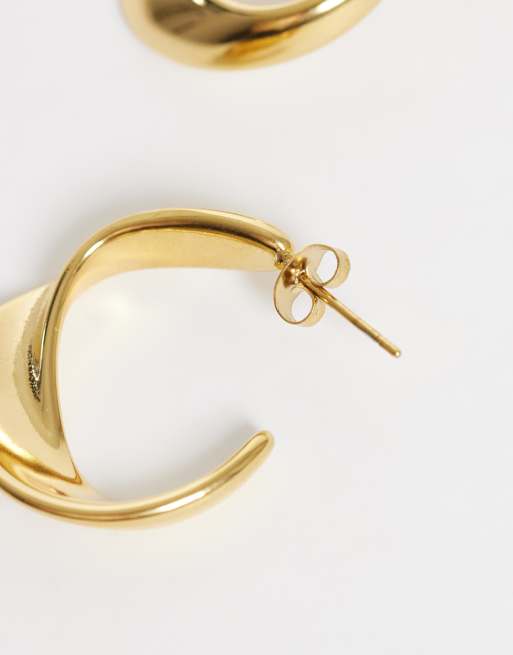 Lost Souls sleek wave hoop earrings in 18k gold plated stainless steel, 4 of 5