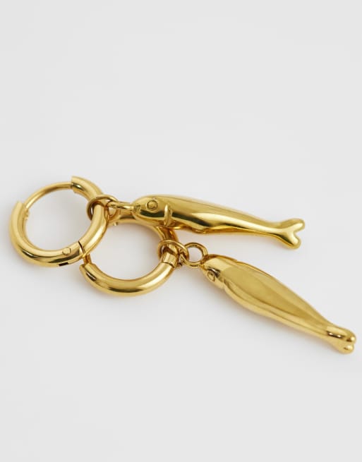 Lost Souls small fish charm hoops in 18k gold plated stainless steel, 4 of 4