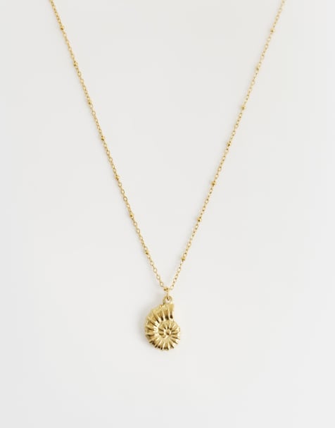 Lost Souls spiral shell pendant necklace in 18ct gold plated stainless steel - view 1