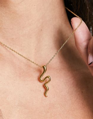Lost Souls stainless chain necklace with snake pendant in gold