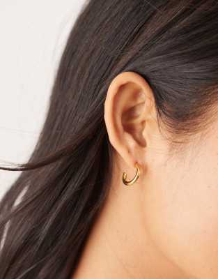 LOST SOULS Lost Souls stainless steel 18ct gold plated 14mm mini tube hoop earrings