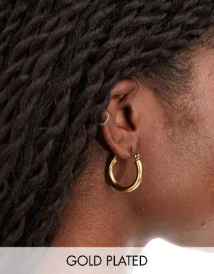 stainless steel 18ct gold plated 20mm hoop earrings