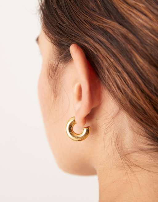 Lost Souls stainless steel 18ct gold plated 20mm thick hoop earrings, 2 of 4