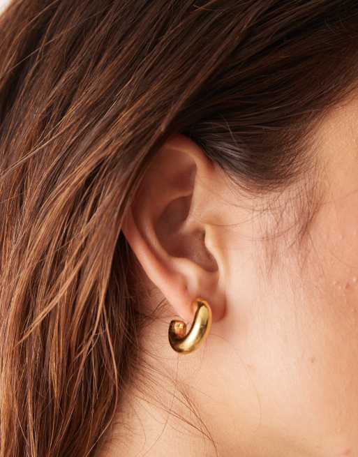 Lost Souls stainless steel 18ct gold plated 20mm thick hoop earrings, 3 of 4
