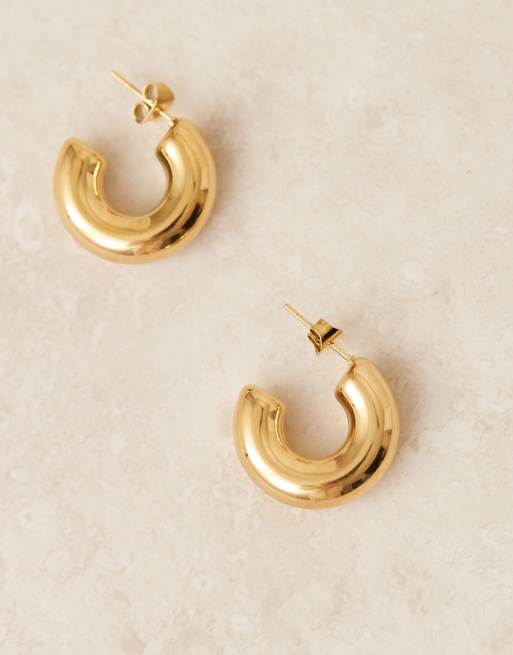 Lost Souls stainless steel 18ct gold plated 20mm thick hoop earrings, 4 of 4