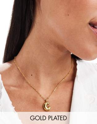 Lost Souls Stainless Steel 18ct Gold Plated Bubble Initial C Necklace