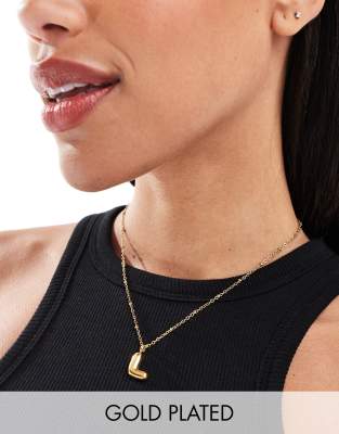 Lost Souls Stainless Steel 18ct Gold Plated Bubble Initial L Necklace