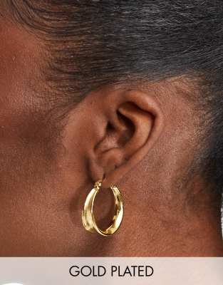 stainless steel 18ct gold plated curved chunky hoop earrings