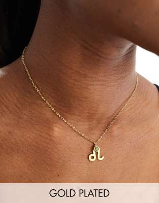 LOST SOULS Lost Souls stainless steel 18ct gold plated leo birthstone starsign necklace