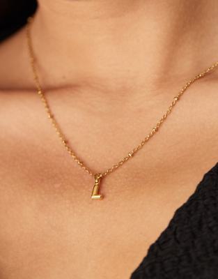 LOST SOULS Lost Souls stainless steel 18ct gold plated mini bubble initial 'L' necklace