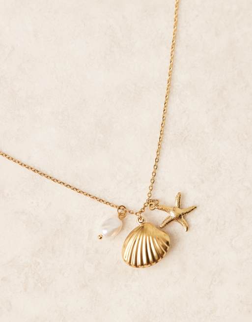 Lost Souls stainless steel 18ct gold plated multi summer charms necklace, 2 of 3
