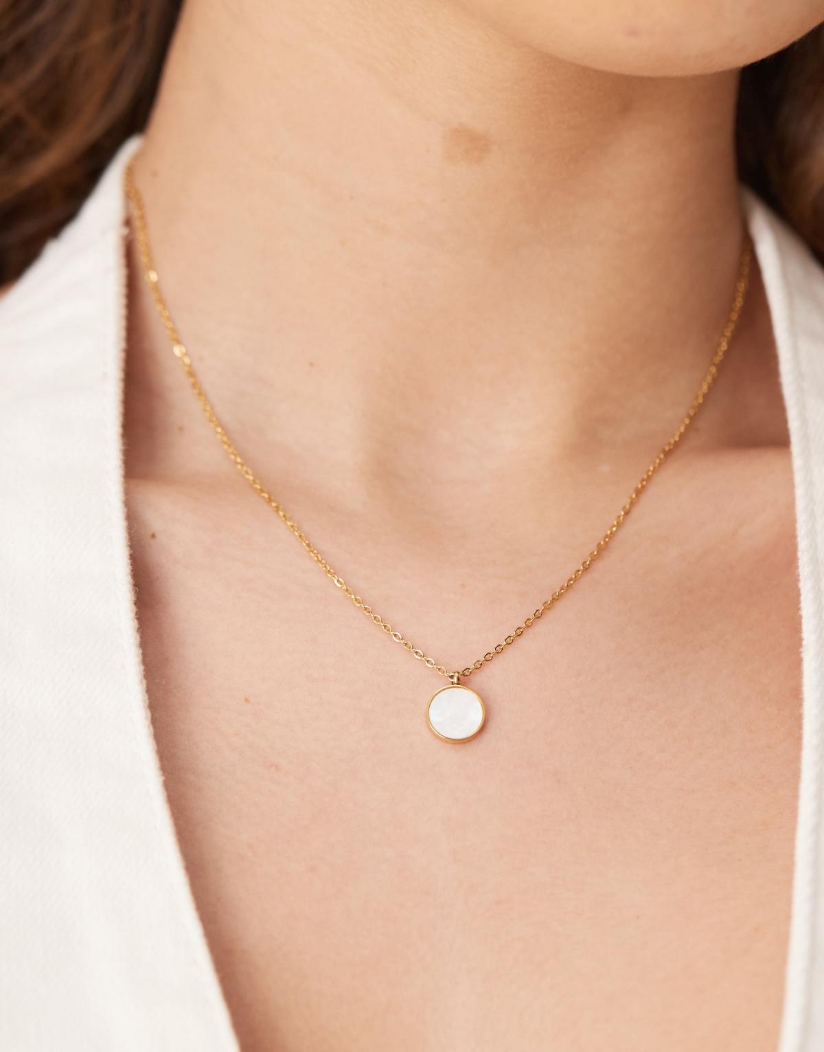 Lost Souls stainless steel 18ct gold plated pearl effect pendant necklace