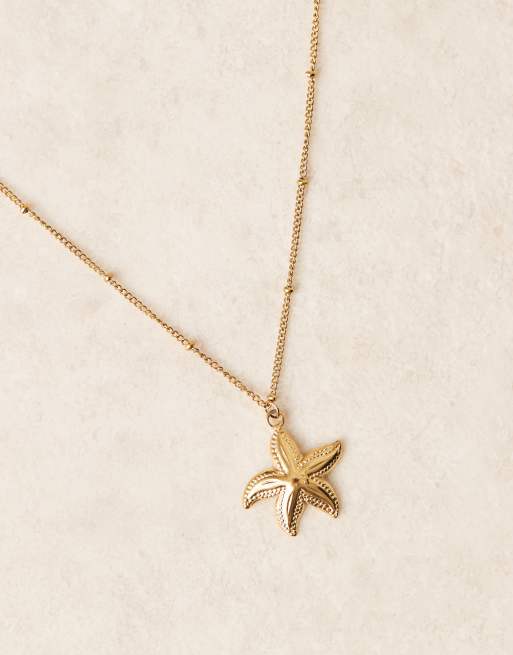 Lost Souls stainless steel 18ct gold plated starfish pendant necklace, 2 of 3